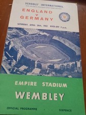 England Schoolboys V Germany Schoolboys 1962 Programme