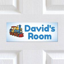 Personalised Any Text Train METAL Door Sign. Kids Bedroom Nursery Boys Girls