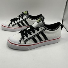 Adidas Nizza White Vivid Red Trainers - Size 4/36.7 