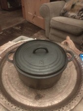 Restored Cast iron cooking pot with handles