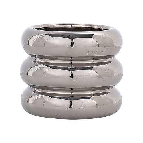 Silver color donut vase - silver,