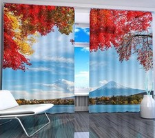 Volcano Mountain Fuji 3D Blockout Photo Printing Curtains Draps Fabric Window
