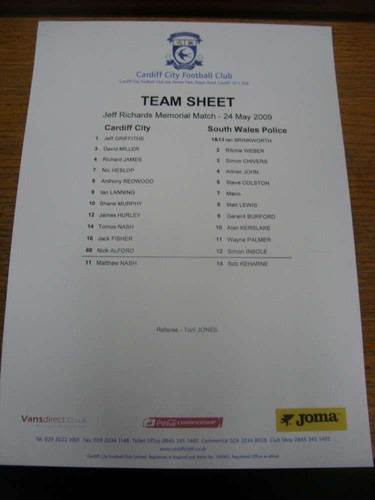 2009 colour teamsheet - 24/05/2009,