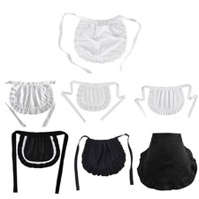 Ruffled Maid Apron Half Apron Women Waist Apron for Halloween Cosplay