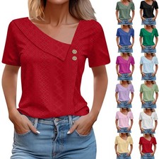 Ladies Summer Button V Neck