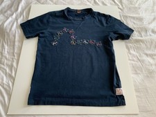 Evisu - Vintage Round Necked Blue T Shirt with Coloured Pockets