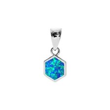 Hexagon Blue Opal Pendant