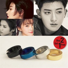 Mens / Ladies Punk Stainless Steel Non-Piercing Clip On Ear Stud Hoop Earrings