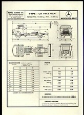Mercedes-Benz LA 1413 4x4 Truck Chassis Specifications 1968 French Brochure 