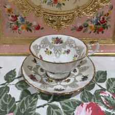 Royal Stafford Cabinet Cup and Saucer English Bone China Floral Design ❤️