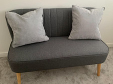 Vintage Danish Sofa 2 Seater Loveseat Small Linen Couch Retro Seat Room Settee