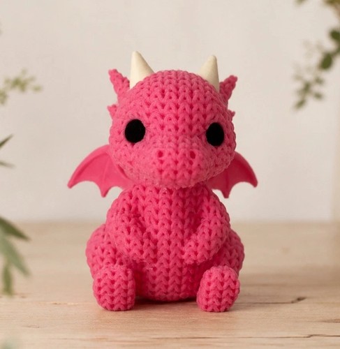 Pink dragon figurine knitted - figurine,,