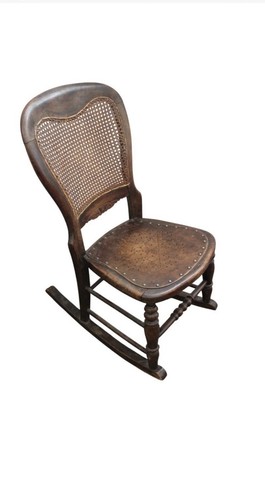 Antique cane back rocking - cane,