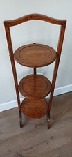 Antique Edwardian Folding Wooden 3 Tier Cake Stand Plant Stand Display shelves