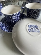2 x Queens Calico Blue & White