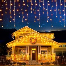 EcoNour Icicle Lights Outdoor Christmas 2000 LED 60M Warm White Clear Cable