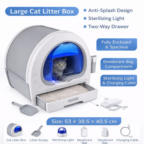 Large cat litter box anti - box,