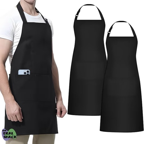 Black unisex chef apron - black,
