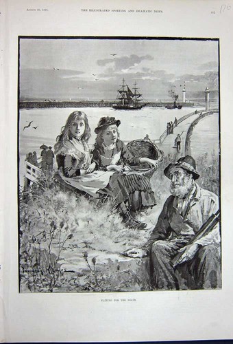 Original old antique print - old,