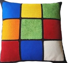 Fun, Funky Retro Rubik's Cube inspired cushion by Dolly Fixtures, free postage