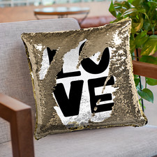 LOVE Reversible Sequin Cushion - Couple Valentine's Day Anniversary Present Gift