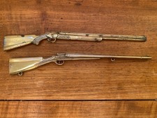 TWO VINTAGE CAST METAL MODEL SHOTGUNS miniature size 