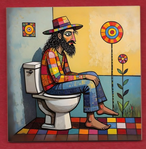 Hippy hipster toilet - door, sign
