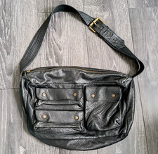 All Saints Perforated Leather Slouch Bag With Moleskin Feel Lining Retro Early