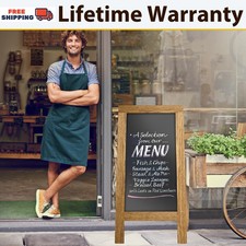 PAVEMENT SANDWICH A-BOARD WITH WOODEN FRAME & BLACKBOARD FOR menu Board NEW