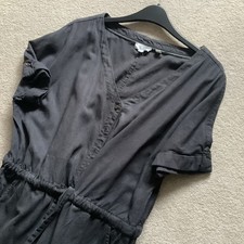 Womens Fat Face Black Jumpsuit, Linen Mix With Pockets Size 14 R