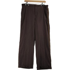 LOUIS VUITTON Men Trousers W34" L29 Brown Monogram Silk Blend Authentic Preloved