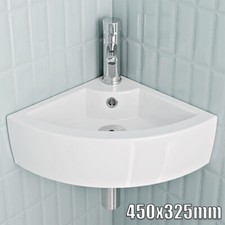 Small Quarter Corner Basin Sink Wall Mounted Cloakroom Bathroom Hand Wash Sink