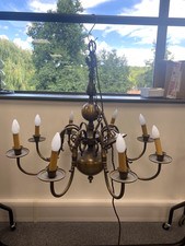 Large Antique Bronze Flemish 8 Arm Chandelier H90cm W88cm