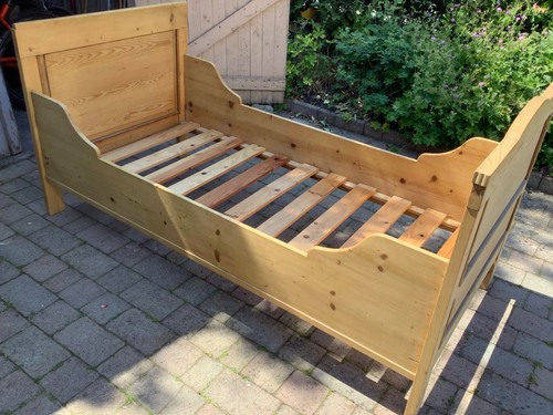 Wooden single sleigh bed frame - single,