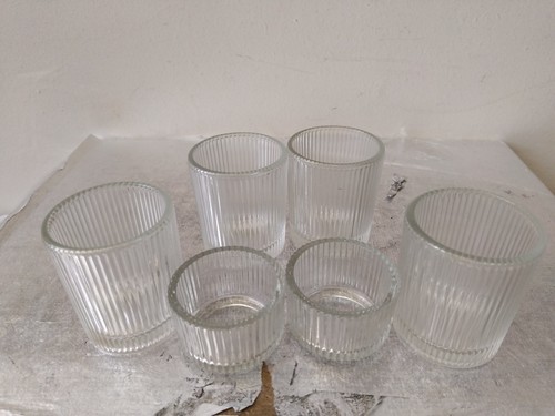 6pcs assorted ribbed clear - 6pcs,