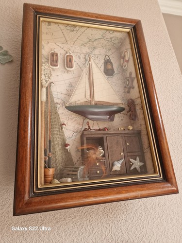 Nautical wood shadow box - wood,