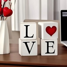 4 Square Wooden Ornaments with