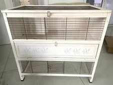 Wooden Rabbit Hutch Elevated Pet Bunny House with Slide-Out Tray Indoor Grey