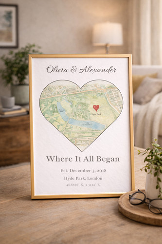 Personalised heart map artwork - personalised,
