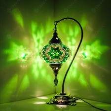 Turkish Moroccan Colorful Glass Mosaic Tiffany Table Desk Lamp Light Large Globe