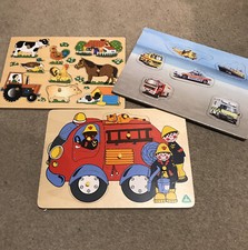 Pre- School Jigsaw Bundle, ELC,  2 Wooden, 1 Card, Fire Engine & Farm Animals