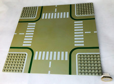 Lego Baseplate Crossroad Road CITY Vintage Grey Original Base Plate Toy b