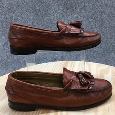 Dockers Shoes Mens 8 M Loafers Brown Leather Slip On Fringe Tassle Casual Block