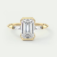 Diamond Wedding Ring Lab Grown Emerald 2.2 Carat IGI Certified 14k Yellow Gold