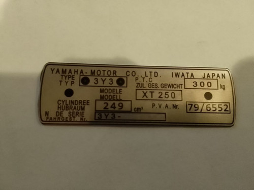 Type plate yamaha - type,