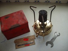 Vintage Swedish Brass Optimus No:00 Paraffin Camping Stove & Original Tin
