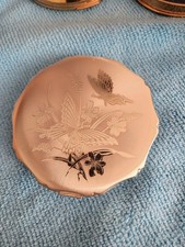 Vintage Kigu Butterfly & Floral Engraved Compact Mirror (Made in England) 6#