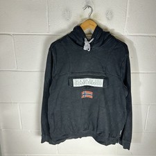 Napapijri Hoodie Mens Extra Large Black Spell Out Pullover Sweatshirt Napa Smock