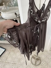 All Saints Silk Ladies Beaded Top Beautiful Charcoal Grey