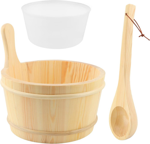 Wooden bucket and ladle set - ladle, set,4l